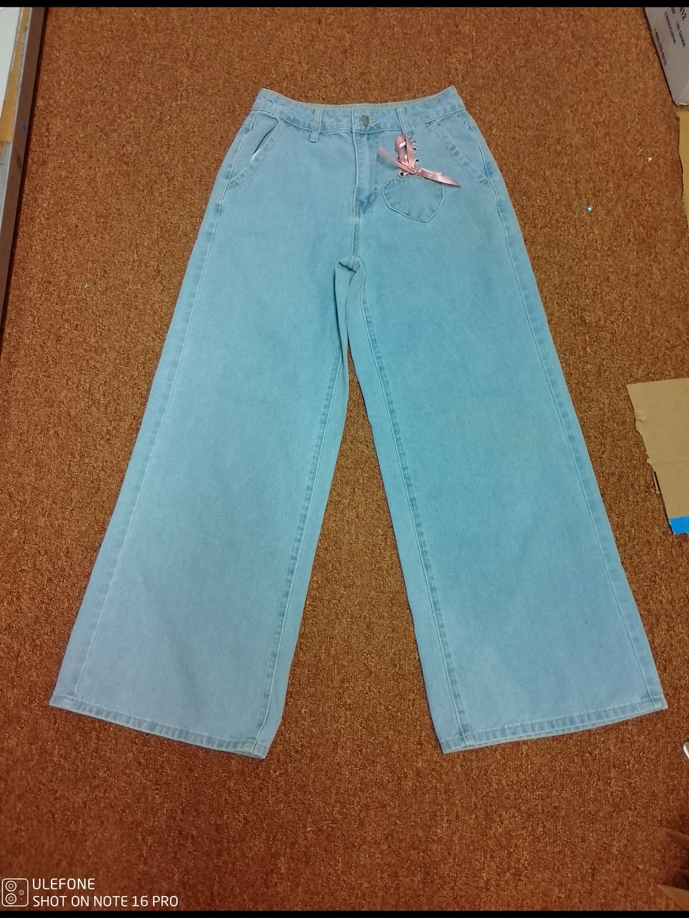 Romwe Wide Leg Light Blue Women's Jeans